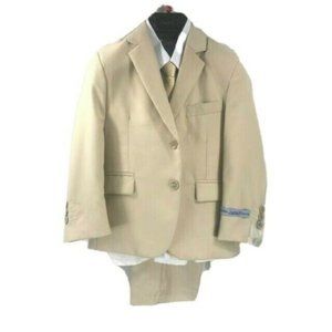 Art Hoffman Boys Suit 5 Piece Sand with White Shirt and Sand Pants Size 4
